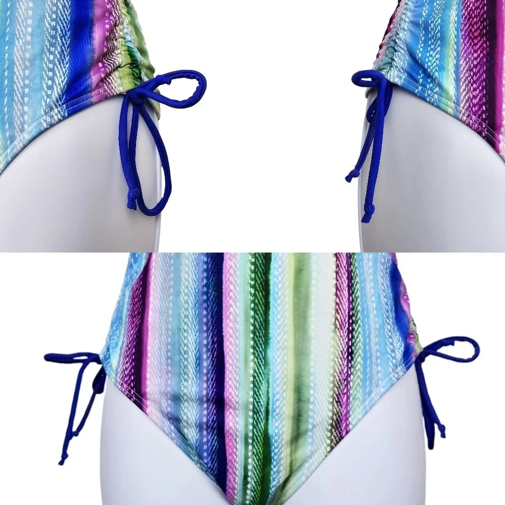 Swimsuits For All Womens Multicolor Halter Neck One Piece Swimsuit Size 4 NWT